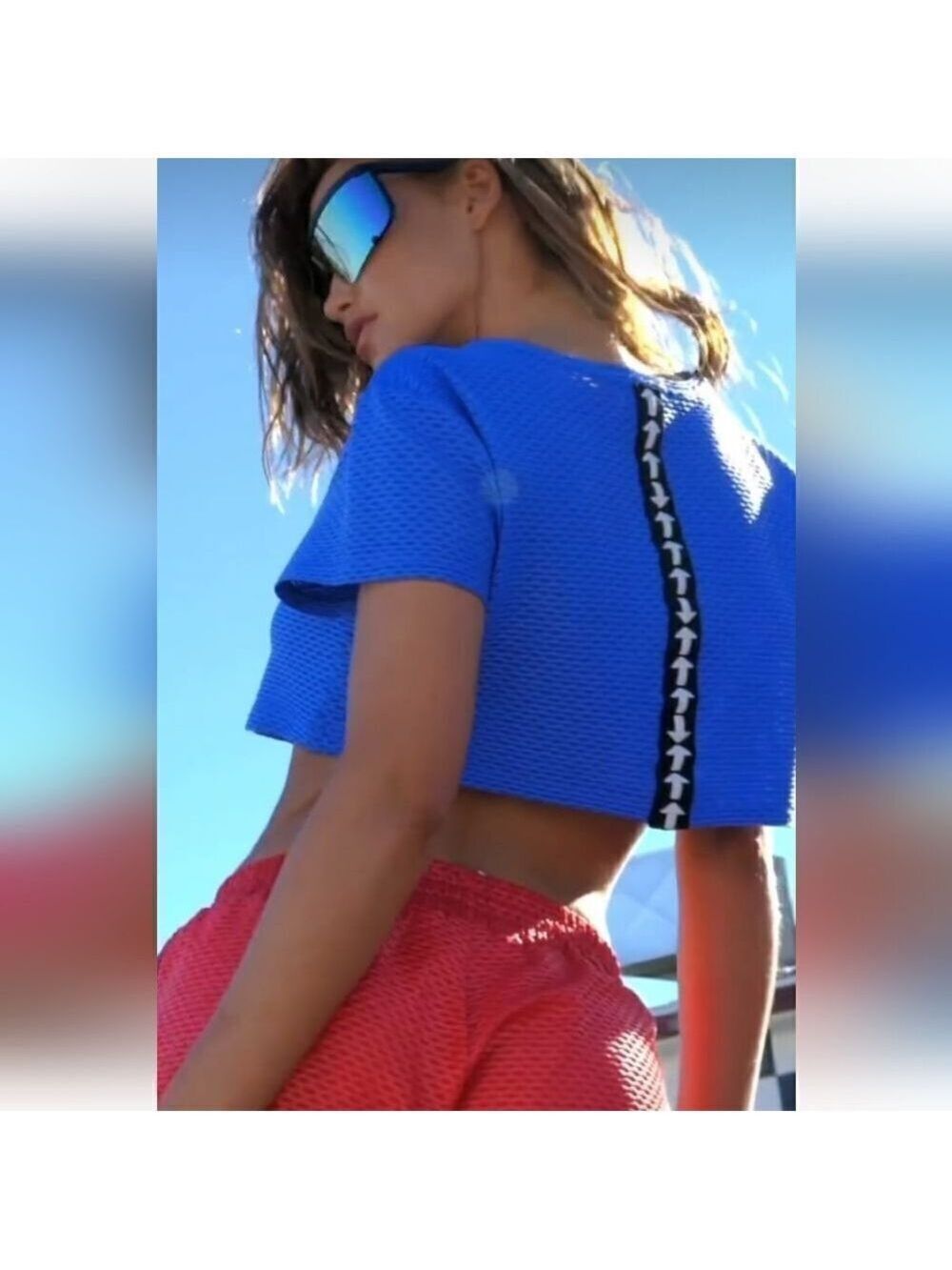 Koral Terrain Netz Cropped Top